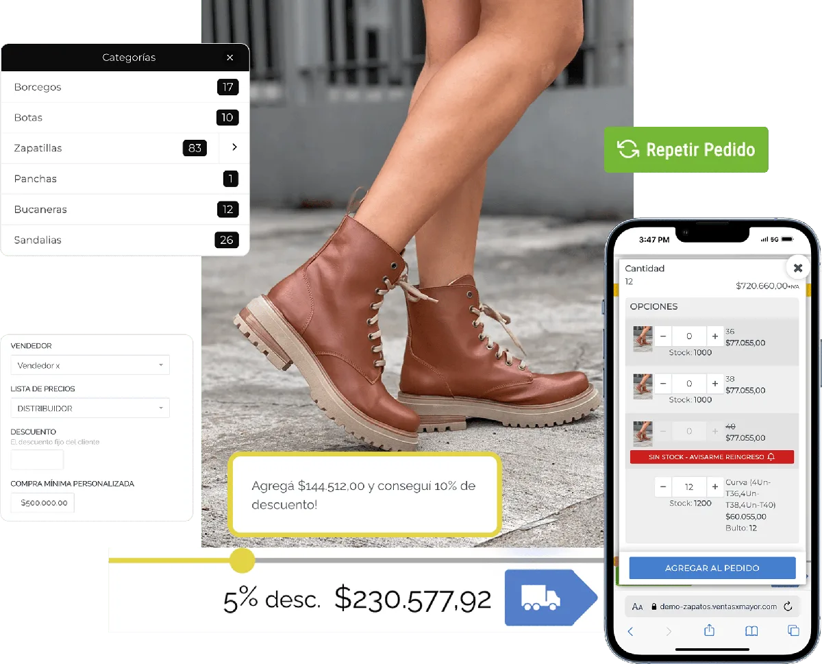 B2B eCommerce features for footwear and apparel wholesalers